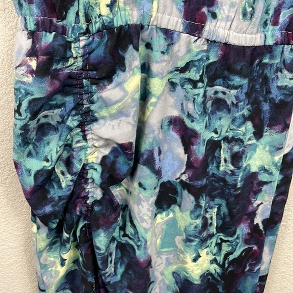 Open Edit Ruched Detail Midi Dress in Grey Blue Tie Dye Swirl Sz S - Picture 7 of 15